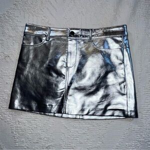 Mango Shimmering Silver Mini Skirt